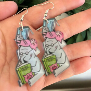 Brand new Piggy and Elephant book inspired acrylic dangle earrings
